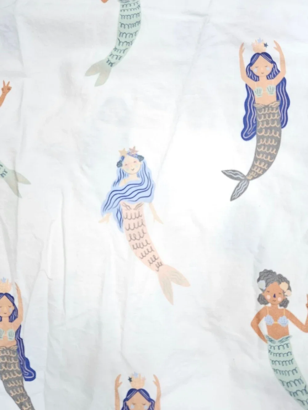 Crate & Kids Kaia Mermaid FULL Fitted Sheet & 2 STD Pillowcases Organic Cotton